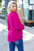 Load image into Gallery viewer, Feminine Flair Magenta Banded V Neck Smocked Top