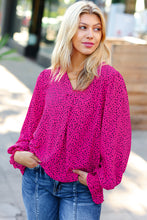 Load image into Gallery viewer, Get Ready Fuchsia Leopard V Neck Smocked Top