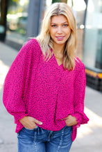 Load image into Gallery viewer, Get Ready Fuchsia Leopard V Neck Smocked Top