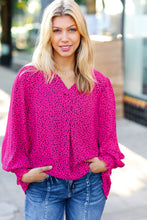 Load image into Gallery viewer, Get Ready Fuchsia Leopard V Neck Smocked Top