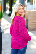 Load image into Gallery viewer, Get Ready Fuchsia Leopard V Neck Smocked Top