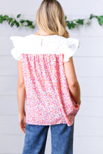 Load image into Gallery viewer, Coral &amp; White Floral Embroidered Yoke Top