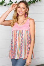 Load image into Gallery viewer, Coral &amp; Peach Two-Tone Boho Print Back Tie Tank