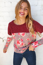 Load image into Gallery viewer, Two Tone Textured Yoke Raglan Floral Top