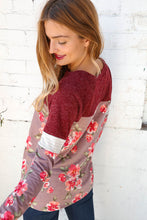 Load image into Gallery viewer, Two Tone Textured Yoke Raglan Floral Top