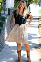 Load image into Gallery viewer, Two Fer Ruffle V Neck Leopard Woven Dress