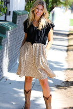 Load image into Gallery viewer, Two Fer Ruffle V Neck Leopard Woven Dress