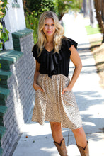 Load image into Gallery viewer, Two Fer Ruffle V Neck Leopard Woven Dress