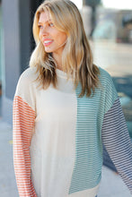 Load image into Gallery viewer, Feeling Casual Rust &amp; Olive Two-Tone Knit Color Block Top