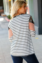 Load image into Gallery viewer, Rocking It Black &amp; Rust Chevron Floral Two-Tone Stripe Top
