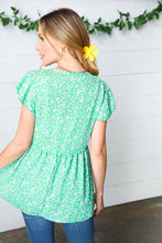 Load image into Gallery viewer, Green Floral Button Tie Neck Babydoll Top