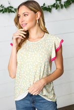 Load image into Gallery viewer, Mint Floral French Terry Ruffle Sleeve Top