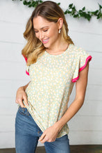 Load image into Gallery viewer, Mint Floral French Terry Ruffle Sleeve Top