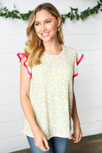 Load image into Gallery viewer, Mint Floral French Terry Ruffle Sleeve Top