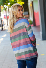 Load image into Gallery viewer, Feeling Bold Blue/Olive Textured Vintage Stripe Top