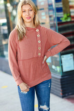 Load image into Gallery viewer, Cozy Up Rust Princess Line Out Seam Button Down Hoodie