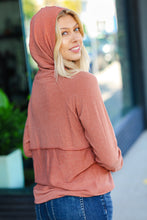 Load image into Gallery viewer, Cozy Up Rust Princess Line Out Seam Button Down Hoodie