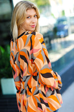 Load image into Gallery viewer, In My Thoughts Rust Abstract V Neck Peplum Top