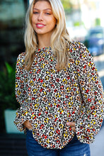 Load image into Gallery viewer, Feeling Bold Taupe &amp; Sepia Animal Frill Neck Top