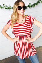 Load image into Gallery viewer, Red Stripe Babydoll Top