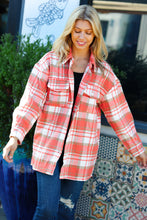 Load image into Gallery viewer, Layer Up Orange Plaid Flannel Button Down Shacket
