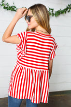 Load image into Gallery viewer, Red Stripe Babydoll Top