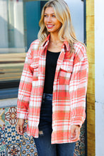 Load image into Gallery viewer, Layer Up Orange Plaid Flannel Button Down Shacket