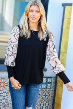 Load image into Gallery viewer, Date Night Black Velvet Floral Mesh Bubble Sleeve Top