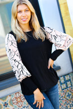 Load image into Gallery viewer, Date Night Black Velvet Floral Mesh Bubble Sleeve Top