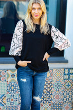 Load image into Gallery viewer, Date Night Black Velvet Floral Mesh Bubble Sleeve Top