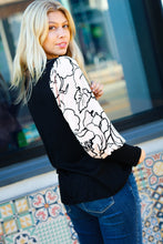 Load image into Gallery viewer, Date Night Black Velvet Floral Mesh Bubble Sleeve Top