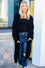 Load image into Gallery viewer, Over The Moon Black Hacci Midi Open Cardigan
