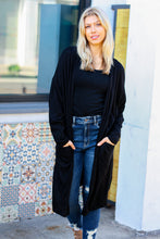 Load image into Gallery viewer, Over The Moon Black Hacci Midi Open Cardigan