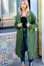 Load image into Gallery viewer, Over The Moon Olive Hacci Midi Open Cardigan