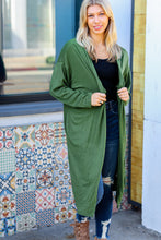 Load image into Gallery viewer, Over The Moon Olive Hacci Midi Open Cardigan