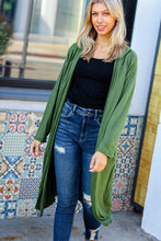 Load image into Gallery viewer, Over The Moon Olive Hacci Midi Open Cardigan