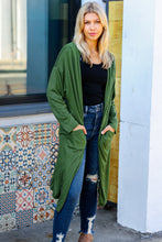 Load image into Gallery viewer, Over The Moon Olive Hacci Midi Open Cardigan