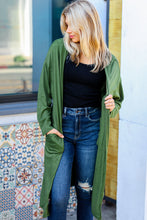 Load image into Gallery viewer, Over The Moon Olive Hacci Midi Open Cardigan