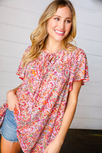 Load image into Gallery viewer, Multicolor Boho Paisley Print Tie Neck Dolman Top