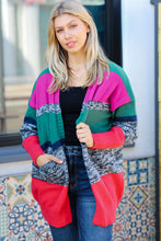 Load image into Gallery viewer, Face The Day Magenta &amp; Hunter Green Two Tone Cardigan