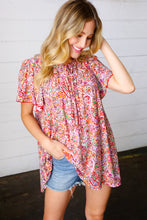 Load image into Gallery viewer, Multicolor Boho Paisley Print Tie Neck Dolman Top