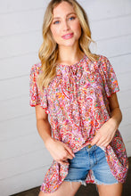 Load image into Gallery viewer, Multicolor Boho Paisley Print Tie Neck Dolman Top