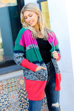 Load image into Gallery viewer, Face The Day Magenta &amp; Hunter Green Two Tone Cardigan