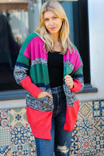 Load image into Gallery viewer, Face The Day Magenta &amp; Hunter Green Two Tone Cardigan