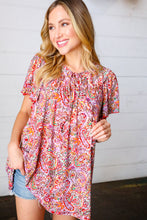 Load image into Gallery viewer, Multicolor Boho Paisley Print Tie Neck Dolman Top