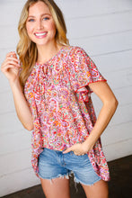 Load image into Gallery viewer, Multicolor Boho Paisley Print Tie Neck Dolman Top
