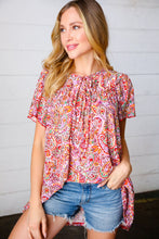 Load image into Gallery viewer, Multicolor Boho Paisley Print Tie Neck Dolman Top