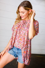 Load image into Gallery viewer, Multicolor Boho Paisley Print Tie Neck Dolman Top