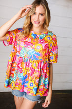 Load image into Gallery viewer, Vibrant Multicolor Drop Shoulder Floral Babydoll Top