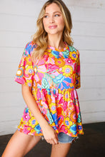Load image into Gallery viewer, Vibrant Multicolor Drop Shoulder Floral Babydoll Top